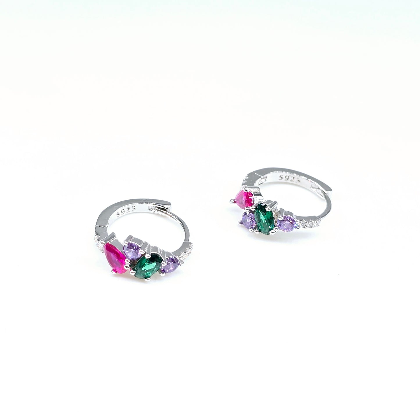Ohrringe Strass Creolen Bunt Silber 925