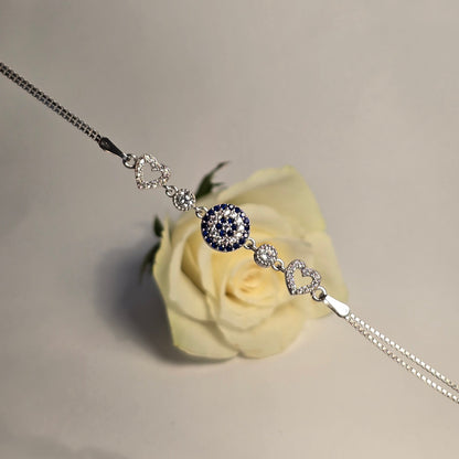 Armband Engelsauge mit Herzen Silber 925