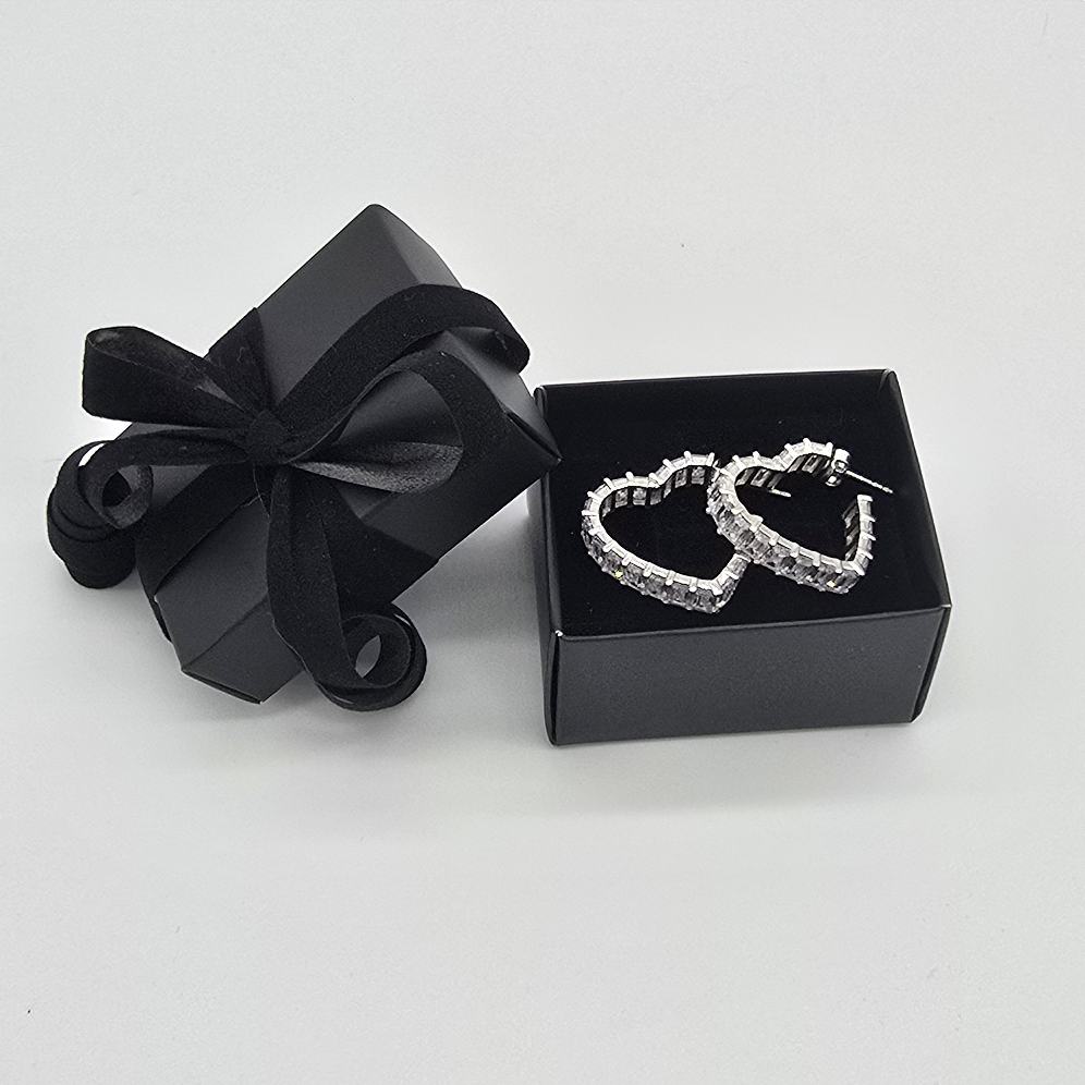 Ohrringe Strass Creolen Herz groß Silber 925