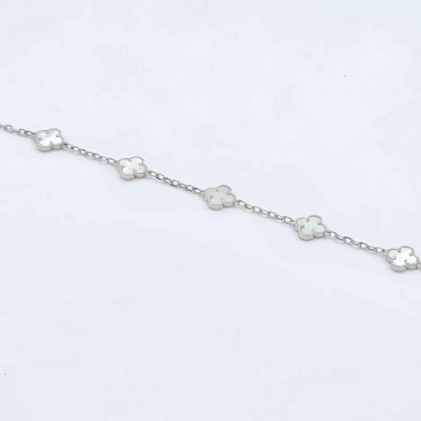 Armband Kleeblatt Weiß Silber 925