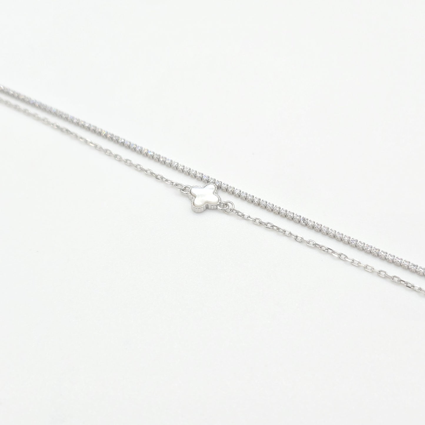 Armband Kleeblatt Zirkonia weiß Silber 925