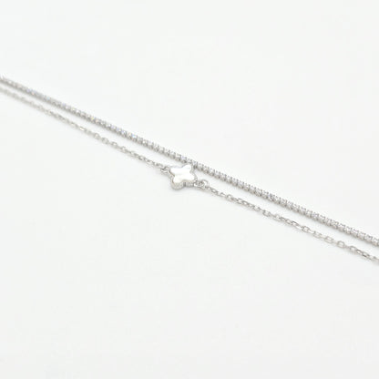 Armband Kleeblatt Zirkonia weiß Silber 925