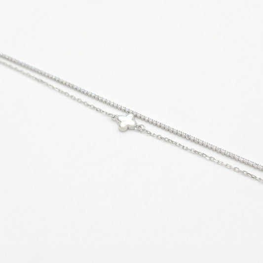 Armband Kleeblatt Zirkonia weiß Silber 925