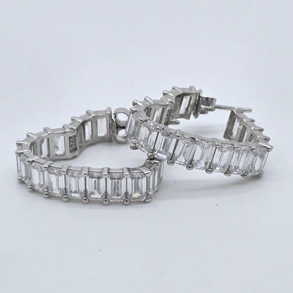 Ohrringe Strass Creolen Herz groß Silber 925