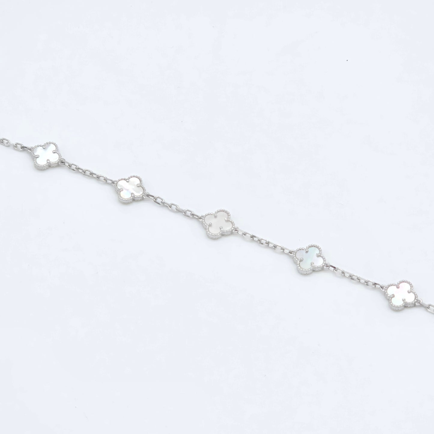 Armband Kleeblatt Weiß Silber 925