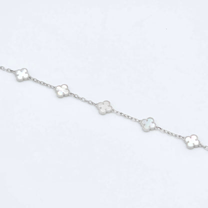 Armband Kleeblatt Weiß Silber 925