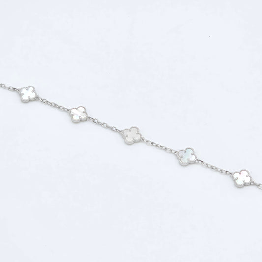 Armband Kleeblatt Weiß Silber 925