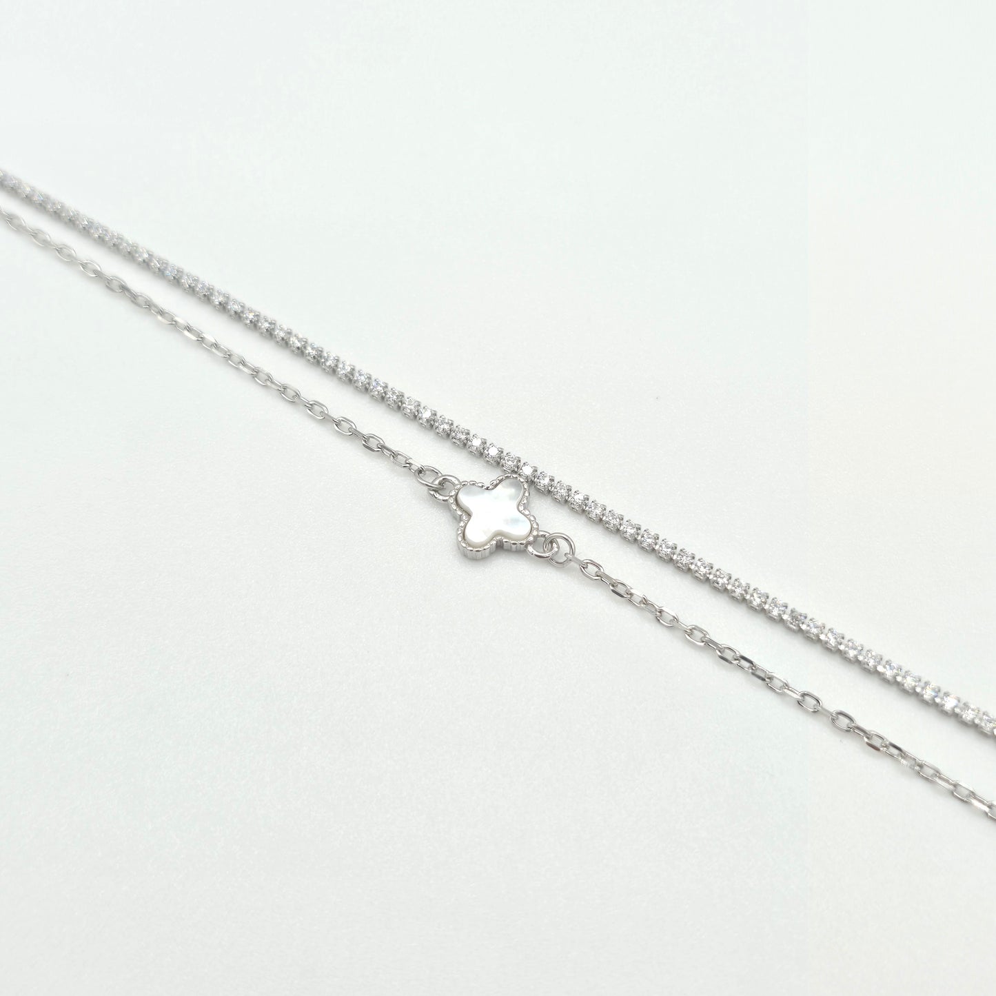 Armband Kleeblatt Zirkonia weiß Silber 925