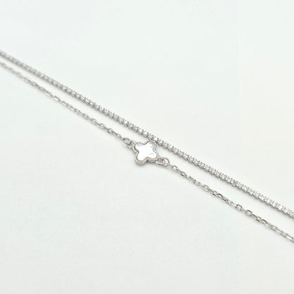 Armband Kleeblatt Zirkonia weiß Silber 925