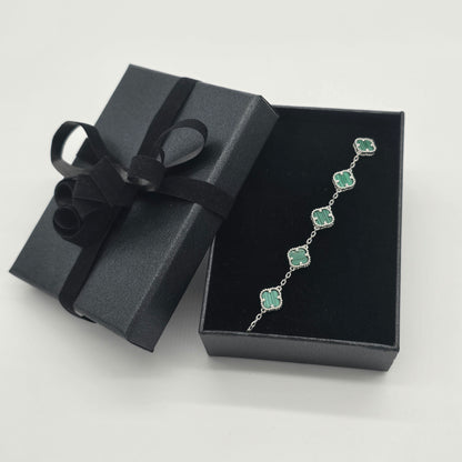 Armband Kleeblatt Smaragdgrün Silber 925