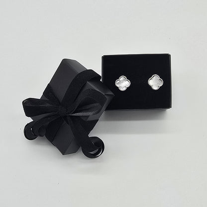 Ohrstecker Klee Weiß Silber 925