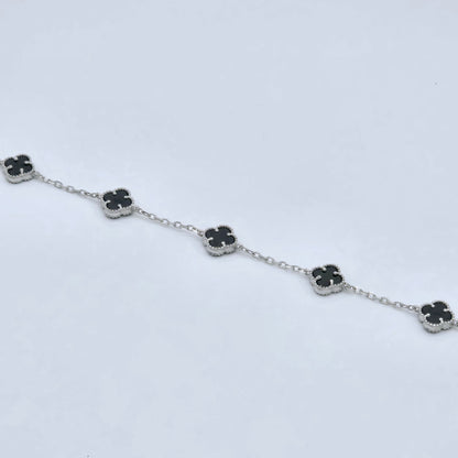 Armband Kleeblatt Schwarz  Silber 925