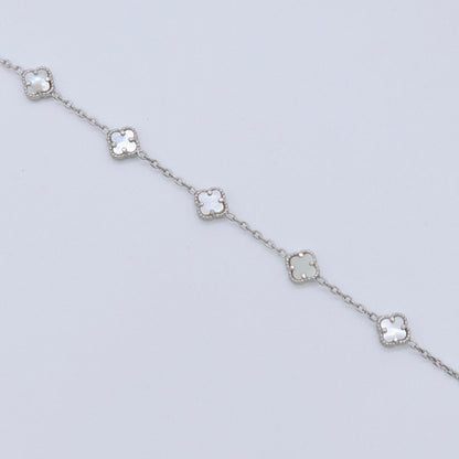 Schmuckset Kleeblatt Weiß Silber 925