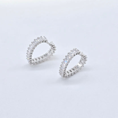 Ohrringe Strass Creolen Herz klein Silber 925