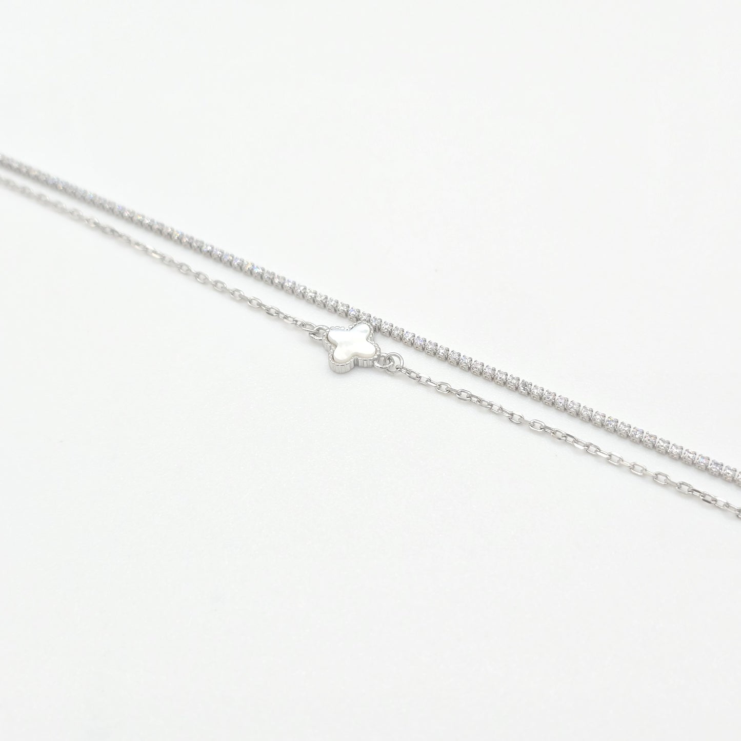 Armband Kleeblatt Zirkonia weiß Silber 925