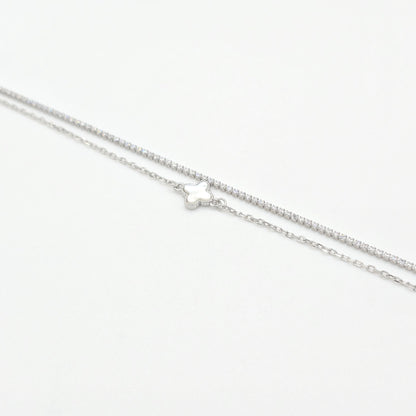 Armband Kleeblatt Zirkonia weiß Silber 925