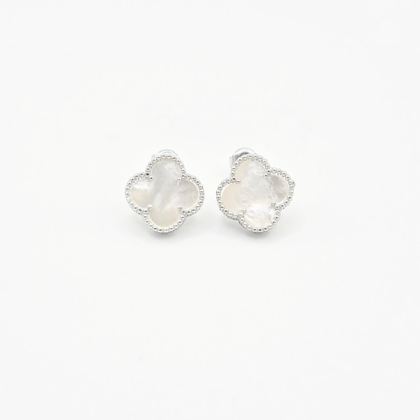 Ohrstecker Klee Weiß Silber 925