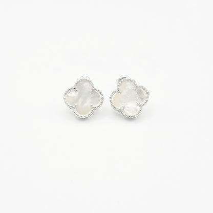 Ohrstecker Klee Weiß Silber 925