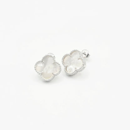 Ohrstecker Klee Weiß Silber 925
