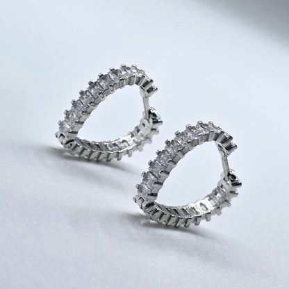 Ohrringe Strass Creolen Herz klein Silber 925